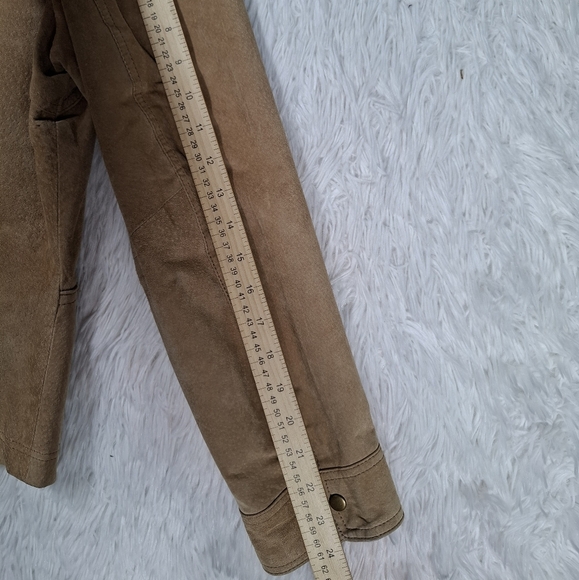 Coldwater Creek Women's Fawn Tan Suede Leather Jacket Snap-Front Lined Size XL - Picture 9 of 15